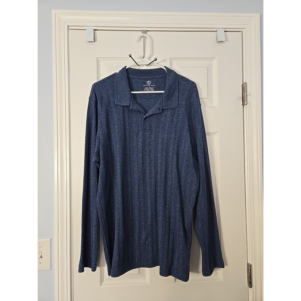 Covington Mens Knit Polo Long Sleeves Shirts Size‎ Large Blue